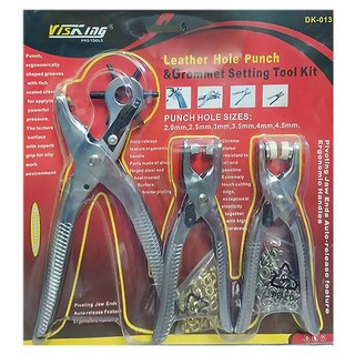 VisKing 打孔鉗 皮革打孔及雞眼鉗安裝工具套件 DK-013, 銀色, 1組