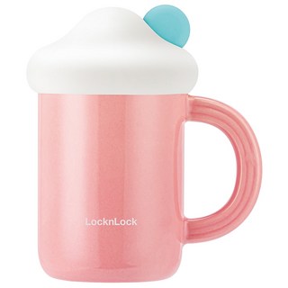 LocknLock 樂扣樂扣 雲朵棉花糖手柄陶瓷杯 SLB019 475g, 粉色 + 白色, 420ml, 1個
