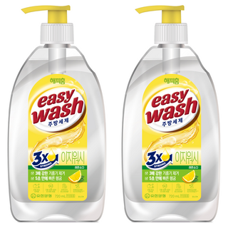 해피홈 주방세제 이지워시 레몬소다 용기, 2개, 720ml