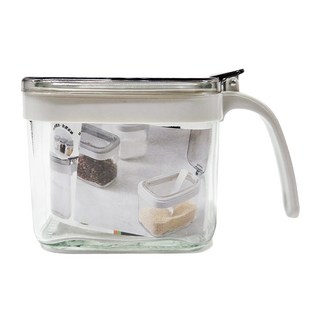 樂司廚品 方形玻璃調味罐, 附匙 350ml, 鹽、糖、味精等調味料適用, 1組