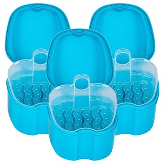 假牙收納盒 藍綠色 大, 1入, 3個