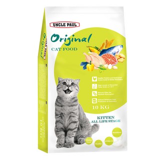 UNCLE PAUL 保羅叔叔 幼貓/母貓/全齡貓用 田園生機貓飼料, 雞肉 + 鮭魚, 10kg, 1袋