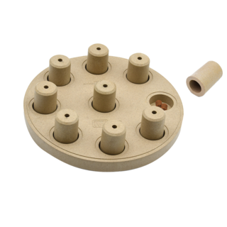 Nina Ottosson 聰明狗-造型圓筒盤 9格隔間可藏零食 有助刺激寵物思維和感官 安全無毒材質, 大地色, 1入