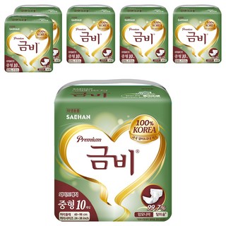 Geumbi 韓國原裝進口 Premium 黏貼式成人紙尿褲 寬版魔鬼氈 SHA205 男女通用, M號, 10片, 6包