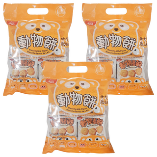 九福 動物造型餅乾, 獨立包裝，方便攜帶，九種動物一次滿足小朋友的最愛，濃郁奶香，好吃到停不下來, 200g, 3袋