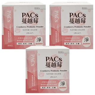 BHK's PACS 蔓越莓益生菌粉, 30包, 2g, 3盒