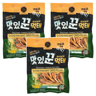 KANGGOJIP 烤明太魚乾 青陽辣椒美乃滋風味, 30g, 3包