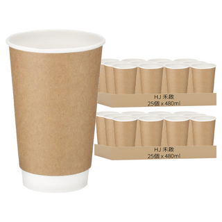 JX-16oz 雙淋膜雙層中空杯 食品級紙+雙PE 9X13.5CM, 25個, 2組