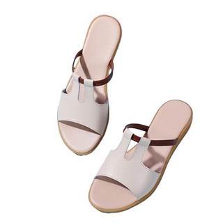 真皮女款戶外防滑涼拖鞋 LS27, EU36, 米色, 1雙