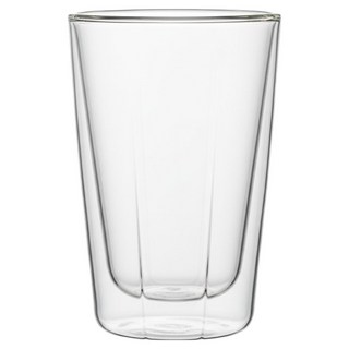 簡約質感方形大容量雙層玻璃杯, 450ML隔熱防燙設計, 透明, 1個