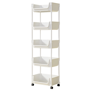 HOUDER_ 開口移動置物架 五層 無蓋 BF091, 白色, 29 x 21 x 120cm