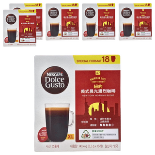 NESCAFE 雀巢咖啡 Dolce Gusto 多趣酷思 紐約美式晨光濃烈咖啡膠囊 中烘焙, 8.3g, 18顆, 6盒