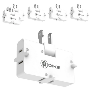 DIKE 轉向式2P三面壁插 DAH753T 安全電源擴充, 白色, 6個, 40.5mm