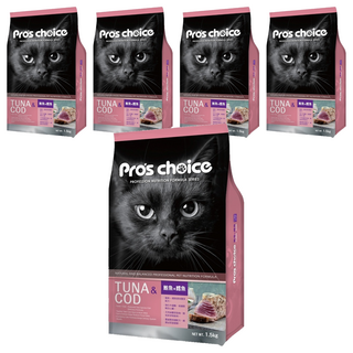 福壽實業 Pro's choice 博士巧思 貓食專業配方 乾飼料, 鮪魚 + 鱈魚口味, 1.5kg, 5袋
