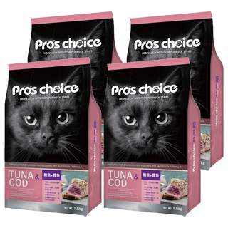福壽實業 Pro's choice 博士巧思 貓食專業配方 乾飼料, 鮪魚 + 鱈魚口味, 1.5kg, 4袋