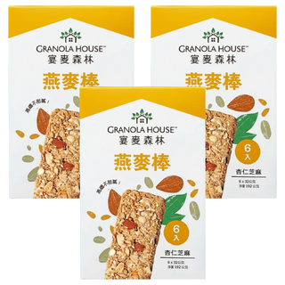 GRANOLA HOUSE 宴麥森林 纖脆燕麥棒 - 杏仁芝麻 高纖不甜膩 (6入), 192g, 3盒