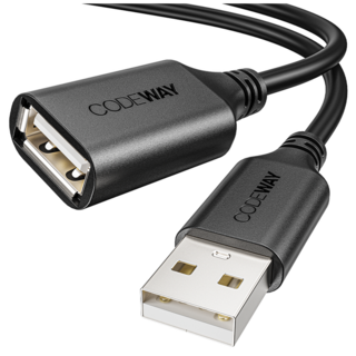CODEWAY USB 2.0 480Mbps 公對母 高速傳輸延長線, 黑色, 2m, 1條