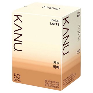 KANU 漸層奶香拿鐵咖啡 韓國國民咖啡品牌 無添加糖 多包盒裝, 13.5g, 50條, 1盒