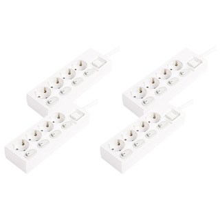 One Stop 電源延長線 獨立開關型 4孔, 4個, 白色, 1.5m