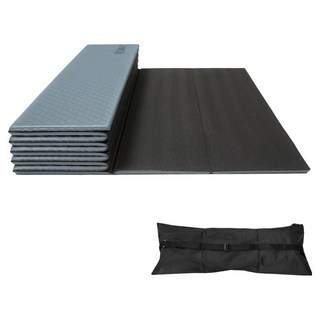 QMAT 環保POE摺疊瑜珈墊 附尼龍拉鍊袋, 灰藍 + 黑色, 1個