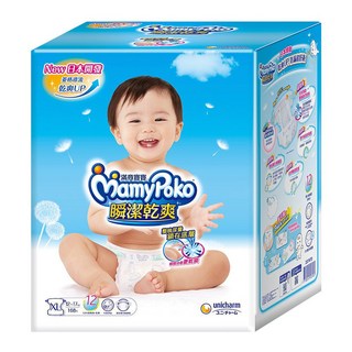 MamyPoko 滿意寶寶 瞬潔乾爽黏貼型尿布 12~17kg, XL, 168片