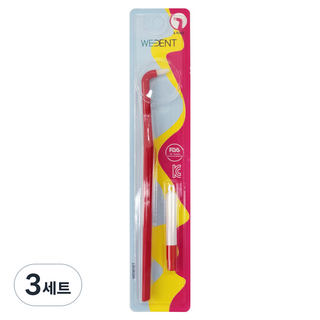 WEDENT 威登 單束毛牙刷 細軟毛 紅色 + 牙間刷 SSS 極細刷毛組合, 3套