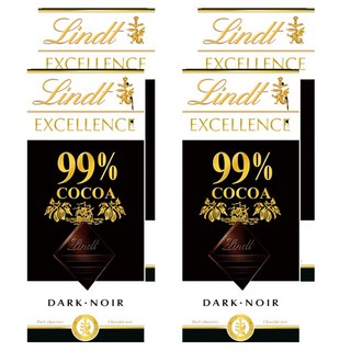 Lindt 瑞士蓮 極醇系列99%巧克力片 - 高品質巧克力, 50g, 4片
