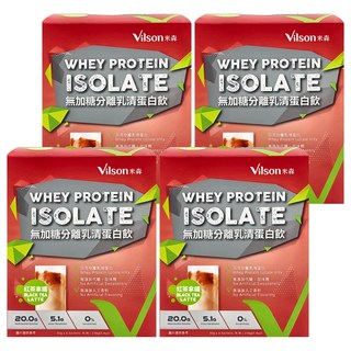 Vilson 米森 無加糖分離乳清蛋白飲 紅茶拿鐵 6包入 每包含20克蛋白質 獨立包裝方便攜帶, 35g, 4盒