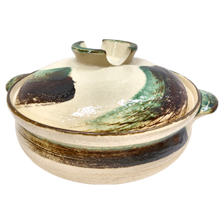 華月 萬古燒 土鍋 可直火 織部刷毛目 9號, 28cm, 1個