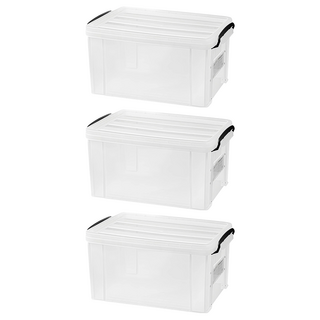 comet 多用途收納箱 34L 透明上蓋 + 透明本體, 透明色, 3個