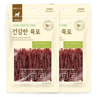 굿데이 강아지 건강한 육포, 소고기 소프트, 100g, 2개