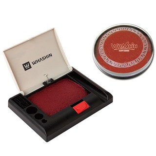 WHASHIN 按壓式大印泥 + 圓形印泥組, 1套