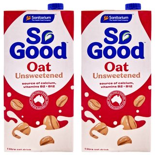 So Good 燕麥奶 無加糖, 富含鈣和維生素B2和B12, 不含乳製品, 素食可用, 1L, 2瓶