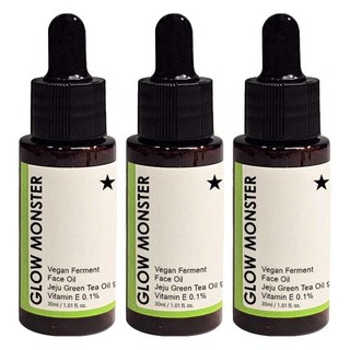 GLOW MONSTER Vegan發酵濟州綠茶臉部精油 99.9%, 30ml, 3瓶