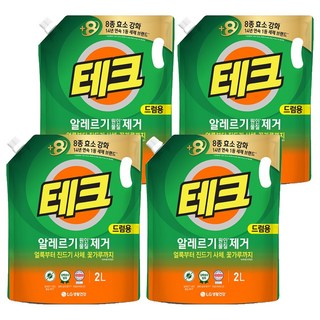 [비건라이프] 테크 알레르기 원인물질 제거 드럼용 액상세제 리필, 2L, 4개