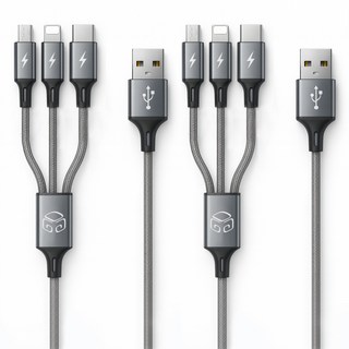 디지지 3in1 스카이 메타 멀티 고속 충전 케이블, 170cm, 메탈실버, 2개