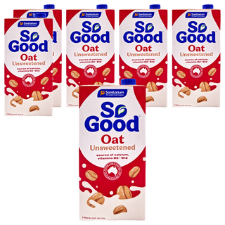 So Good 燕麥奶 無加糖, 富含鈣和維生素B2和B12, 不含乳製品, 素食可用, 1L, 6瓶