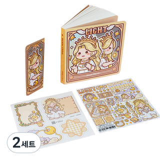 大夢想 魔法筆記 貼紙盒 手帳裝飾 便條紙套組 貼紙組, 2套, 光之書