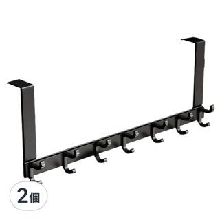太空鋁門後掛鉤 BH323-2 收納, 黑色, 2個