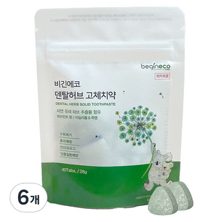 Begineco Dental Hub 固體牙膏 40片, 28g, 6個