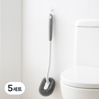韓國 With US Perfect Clean角落型廁所馬桶清潔刷 + 掛鉤架組, 灰色, 5套