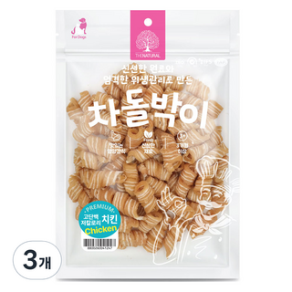 더내추럴 강아지 차돌박이 스테이크 간식, 치킨, 500g, 3개