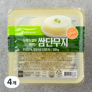 풀무원 두께가 얇아 싸먹는 쌈단무지, 230g, 4개