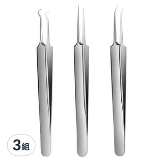 小麥購物 不鏽鋼粉刺夾3件組 L331 138g, 3組, 銀色