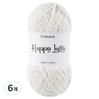 misoknit Happy Loopy 柔軟超細纖維睡眠編織紗 80g, 101 白色, 6個