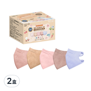 SOFCON 舒膚康 水駐極靜電口罩 3D兒童醫療口罩 未滅菌, 50片, 2盒, 5色