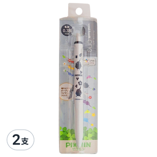 Nintendo 任天堂 皮克敏原子筆 0.38mm 可愛造型 書寫流暢 辦公學習必備, 黑色, 2支