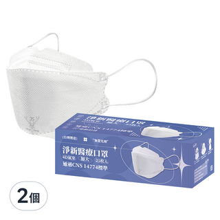 淨新科技 成人口罩 4D細耳 加大, 白色, 25片, 2個