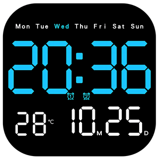 LED多功能掛壁電子鬧鐘 正方形 Z0101, 藍燈