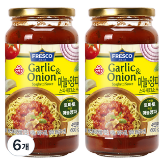 오뚜기 프레스코 마늘 앤 양파 스파게티소스, 600g, 6개